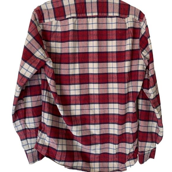 J.Crew Slim Maroon & Cream Flannel Shirt - Medium - Picture 4 of 8